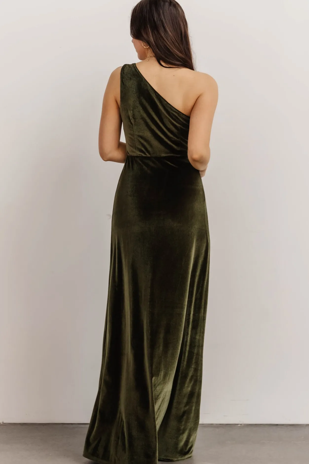 Best Baltic Born Tatiana Velvet One Shoulder Maxi Dress | Olive