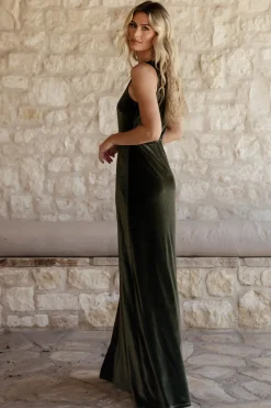 Best Baltic Born Tatiana Velvet One Shoulder Maxi Dress | Olive