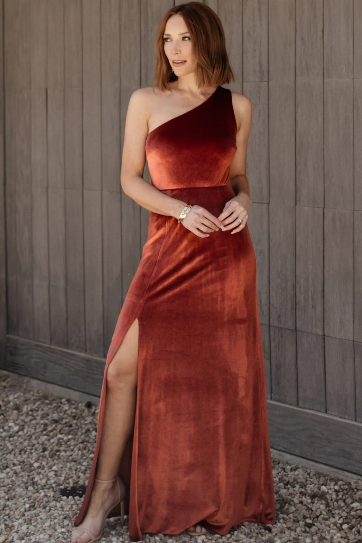 Outlet Baltic Born Tatiana Velvet One Shoulder Maxi Dress | Cinnamon