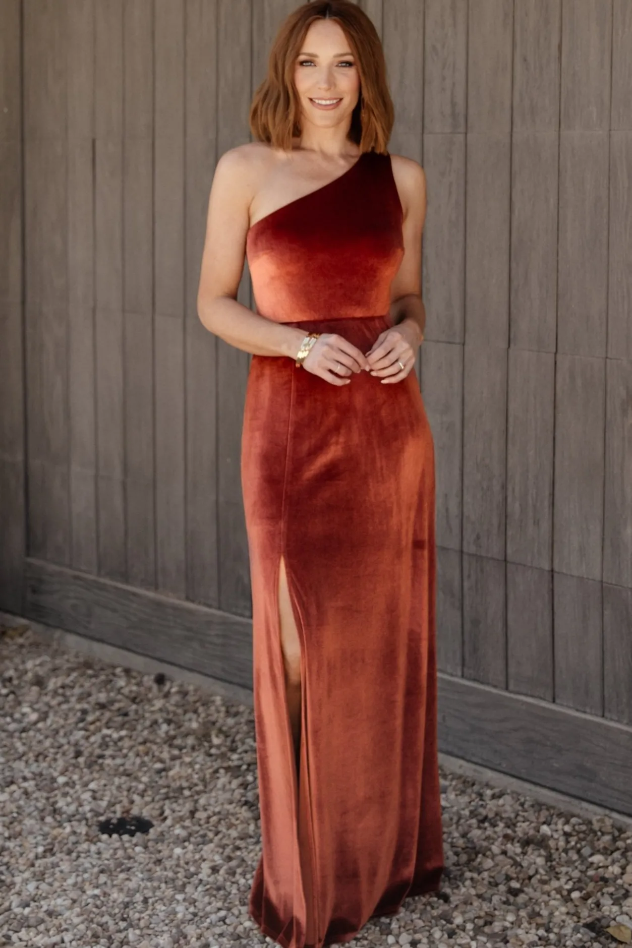 Outlet Baltic Born Tatiana Velvet One Shoulder Maxi Dress | Cinnamon