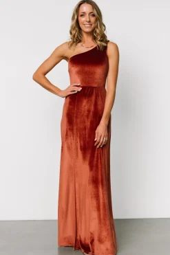 Outlet Baltic Born Tatiana Velvet One Shoulder Maxi Dress | Cinnamon