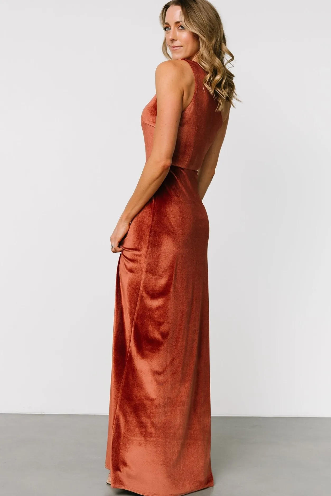 Outlet Baltic Born Tatiana Velvet One Shoulder Maxi Dress | Cinnamon