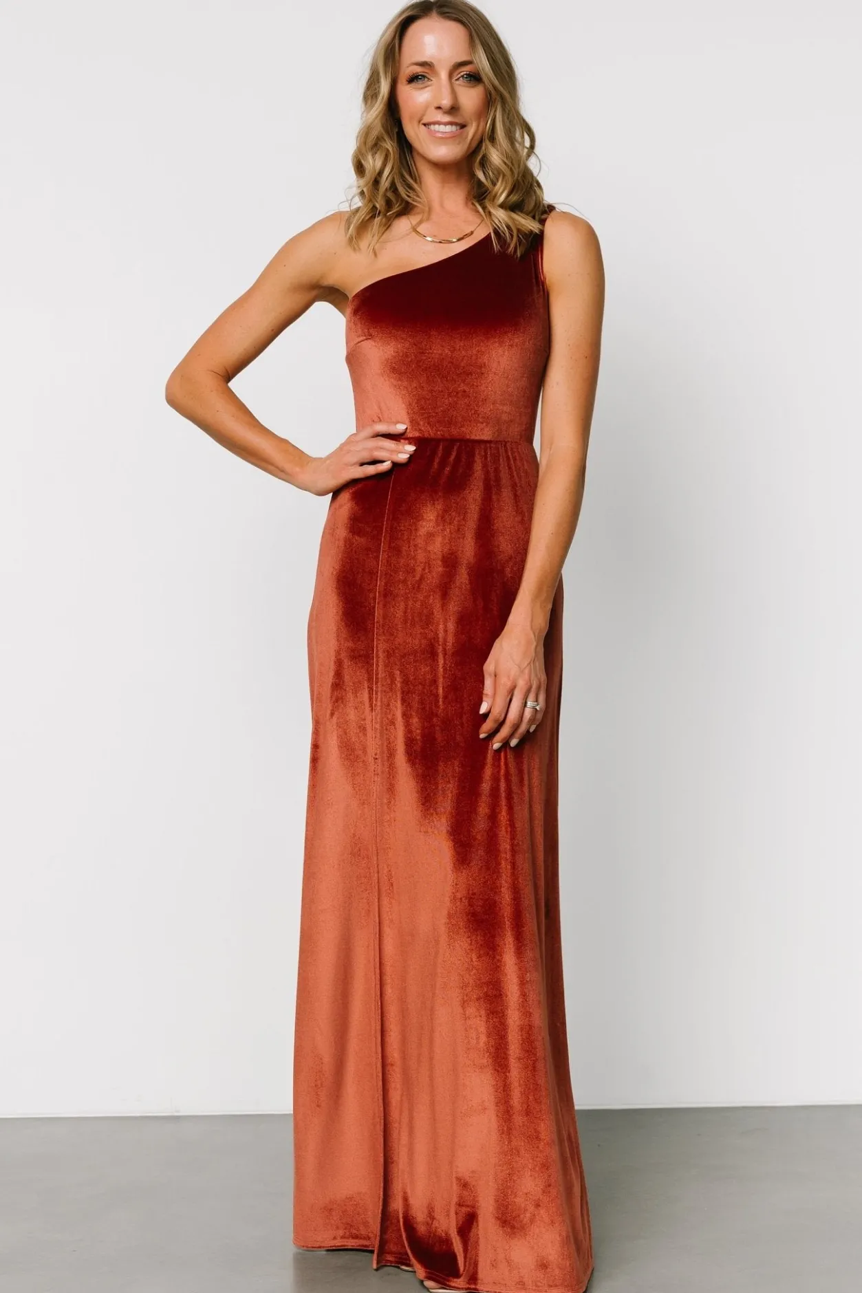 Outlet Baltic Born Tatiana Velvet One Shoulder Maxi Dress | Cinnamon