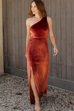 Outlet Baltic Born Tatiana Velvet One Shoulder Maxi Dress | Cinnamon