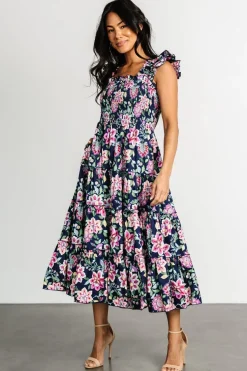 Outlet Baltic Born Tatum Smocked Tiered Dress | Navy Multi NavyMulti