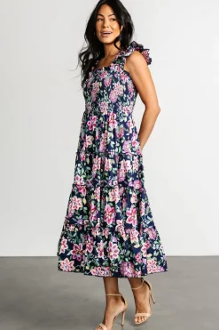 Outlet Baltic Born Tatum Smocked Tiered Dress | Navy Multi NavyMulti