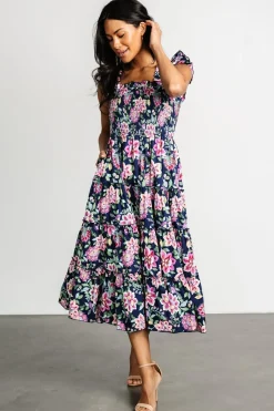 Outlet Baltic Born Tatum Smocked Tiered Dress | Navy Multi NavyMulti
