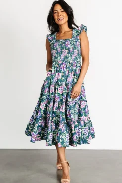 Fashion Baltic Born Tatum Smocked Tiered Dress | Green Multi GreenMulti