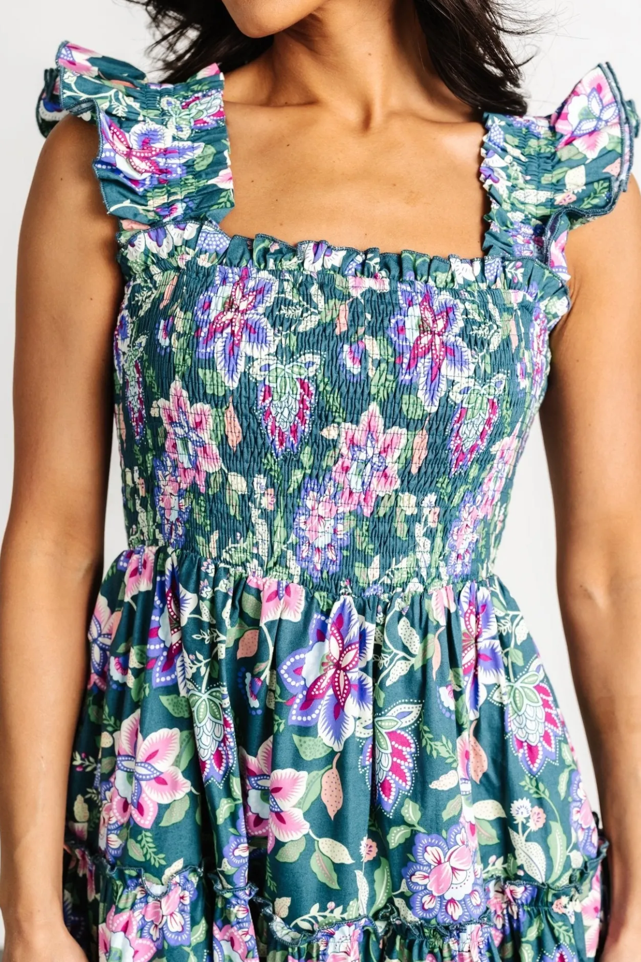 Fashion Baltic Born Tatum Smocked Tiered Dress | Green Multi GreenMulti