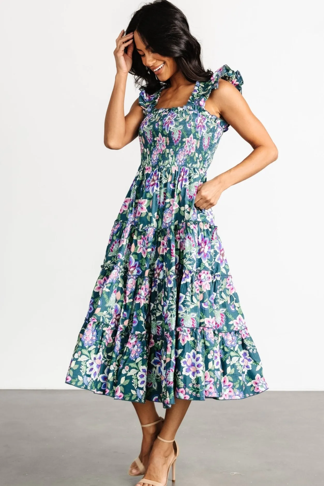 Fashion Baltic Born Tatum Smocked Tiered Dress | Green Multi GreenMulti