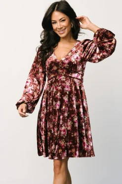 Online Baltic Born Teri Velvet Short Dress | Auburn Multi AuburnMulti