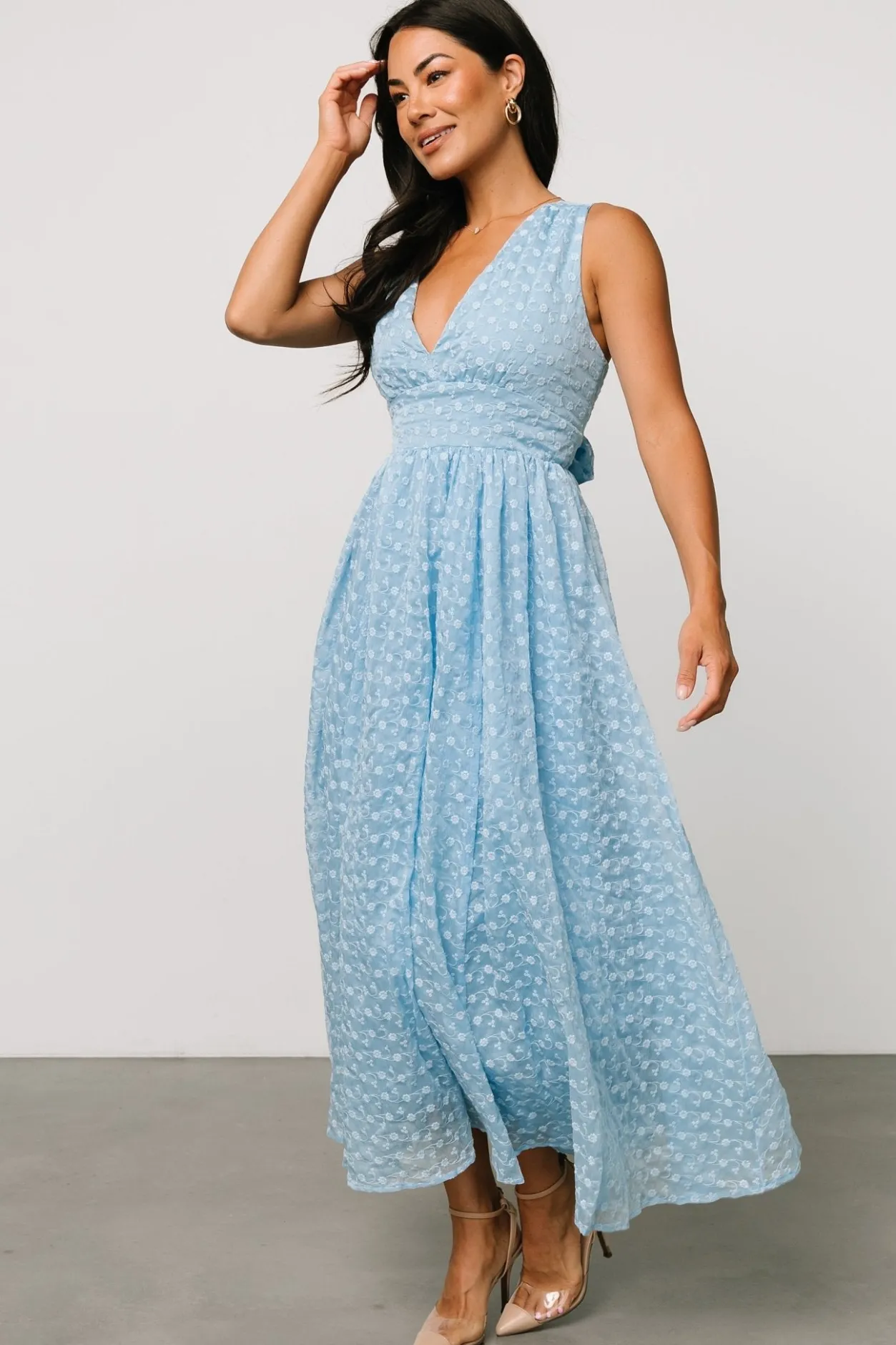 Outlet Baltic Born Thalia Embroidered Tank Midi Dress | Blue