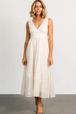 Outlet Baltic Born Thalia Embroidered Tank Midi Dress | Vintage Cream VintageCream