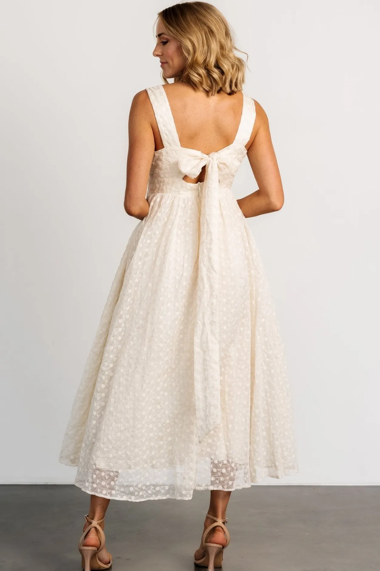 Outlet Baltic Born Thalia Embroidered Tank Midi Dress | Vintage Cream VintageCream