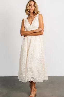 Outlet Baltic Born Thalia Embroidered Tank Midi Dress | Vintage Cream VintageCream