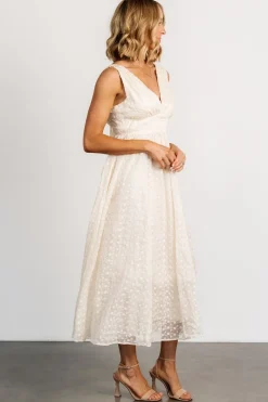 Outlet Baltic Born Thalia Embroidered Tank Midi Dress | Vintage Cream VintageCream