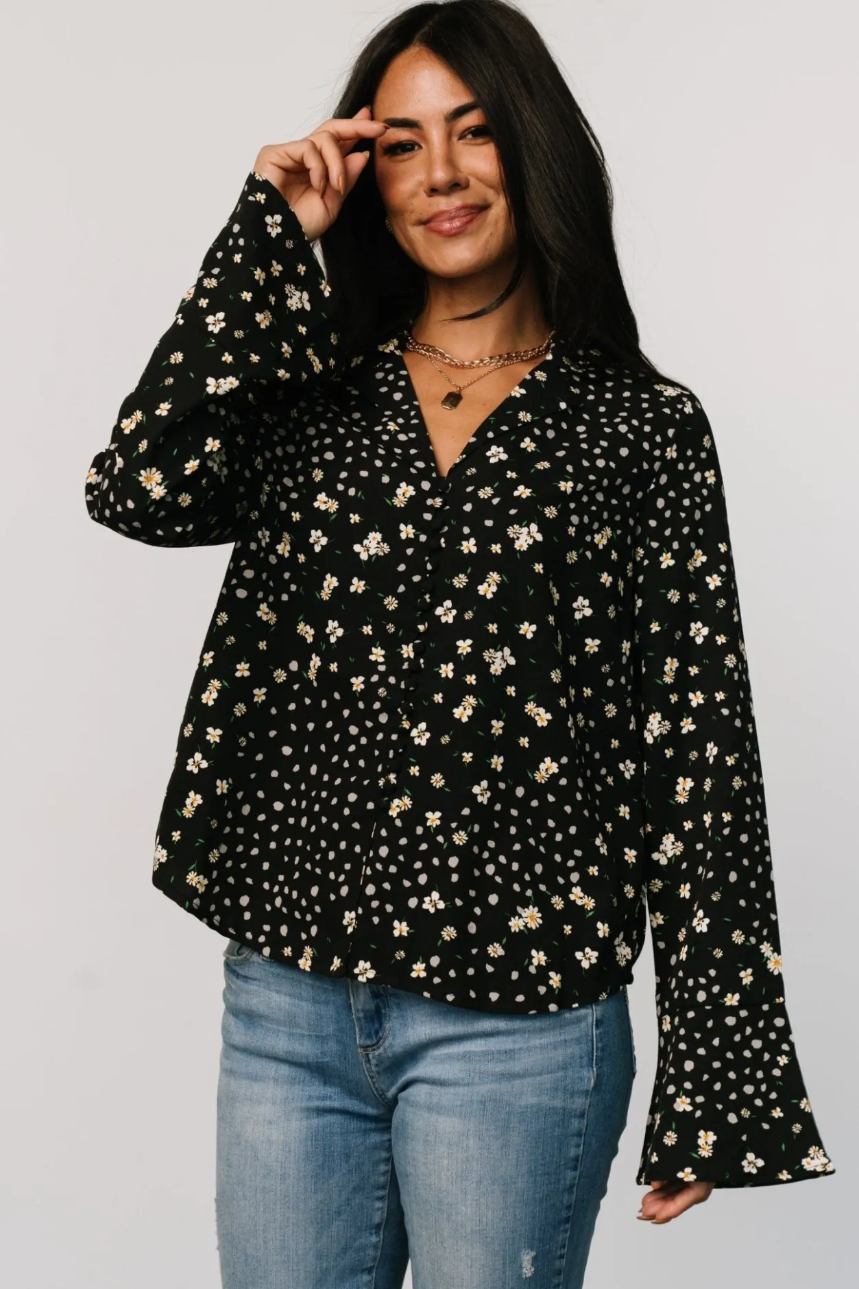 Online Baltic Born Thelma Button Blouse | Black Print BlackPrint