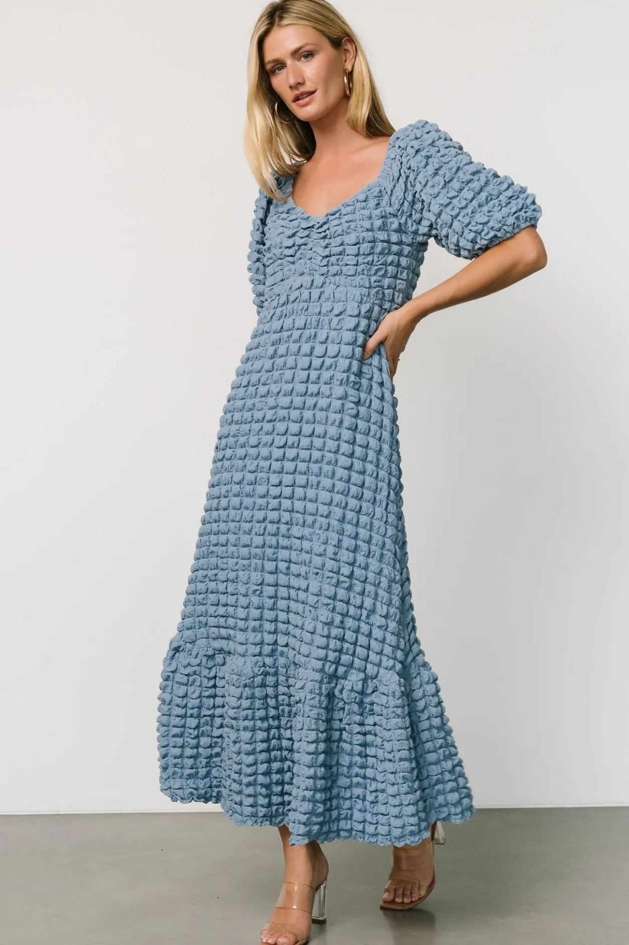 Hot Baltic Born Therese Textured Dress | Denim Blue DenimBlue