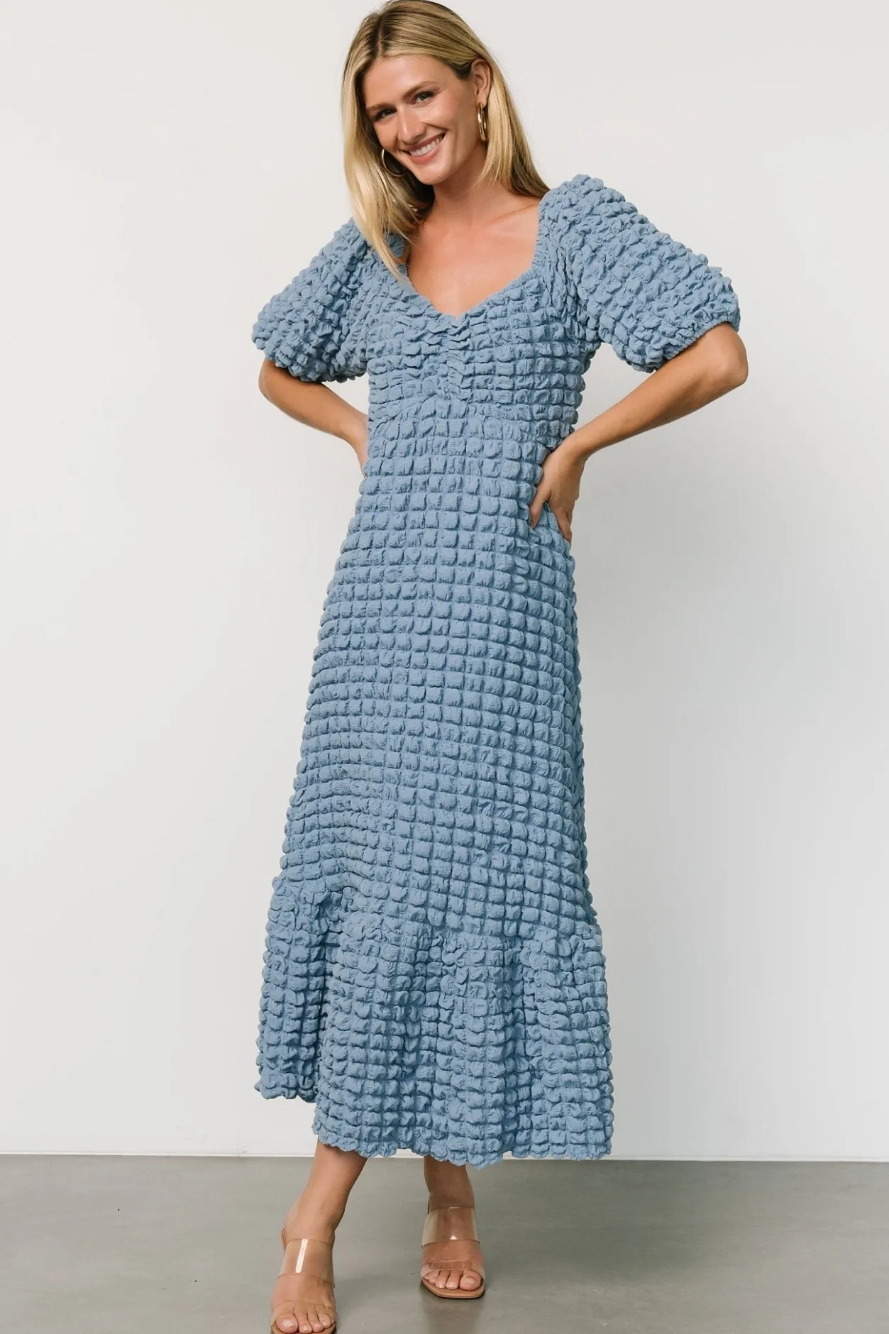 Hot Baltic Born Therese Textured Dress | Denim Blue DenimBlue