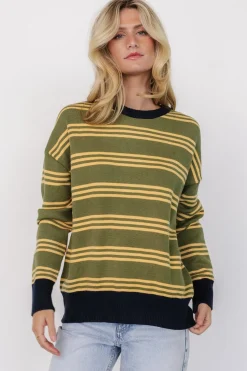 Discount Baltic Born Thomas Striped Sweater | Olive Multi OliveMulti