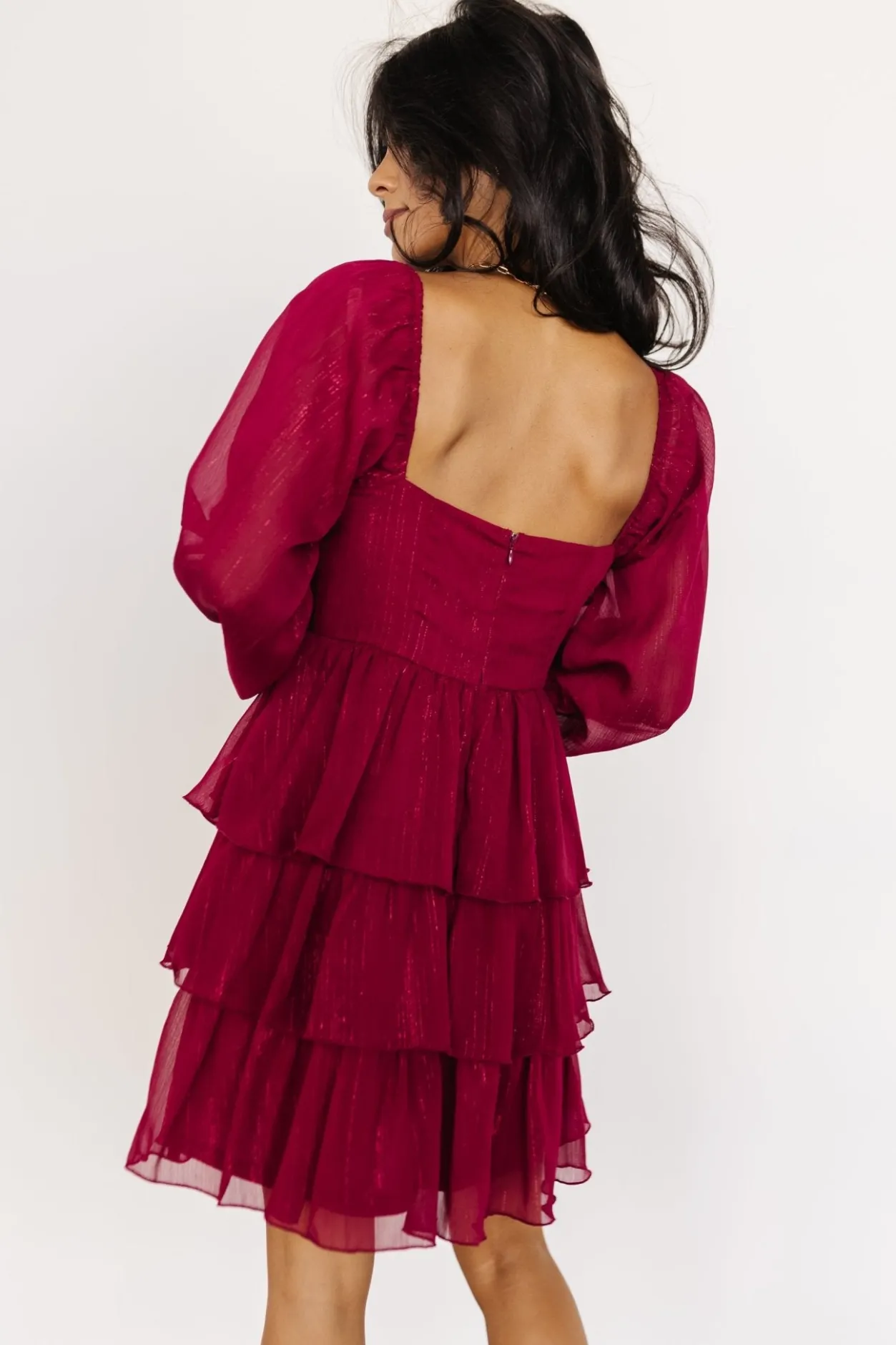 Discount Baltic Born Thompson Tiered Short Dress | Burgundy