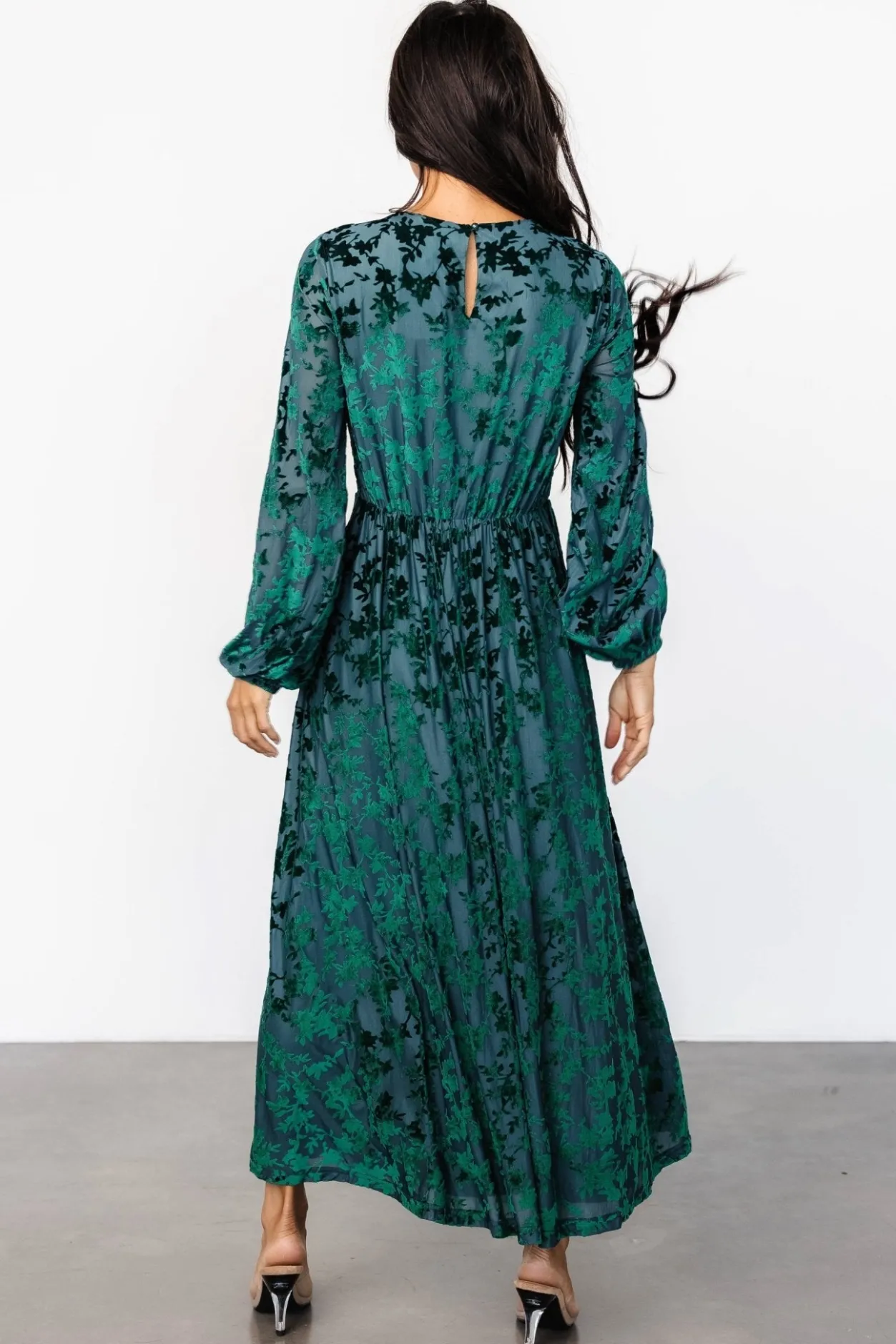 Fashion Baltic Born Thora Velvet Dress | Emerald Floral EmeraldFloral