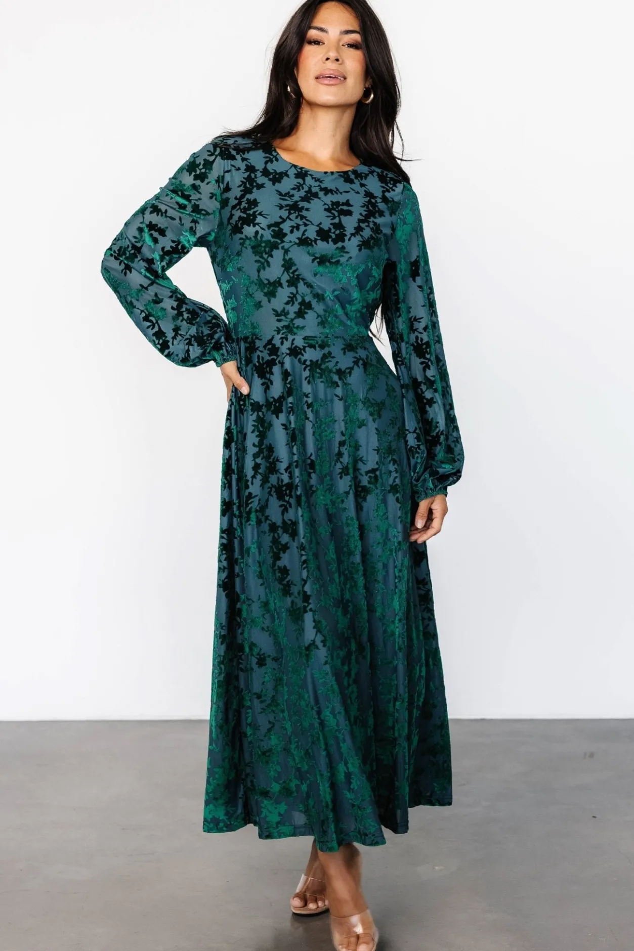 Fashion Baltic Born Thora Velvet Dress | Emerald Floral EmeraldFloral