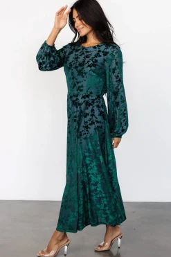Fashion Baltic Born Thora Velvet Dress | Emerald Floral EmeraldFloral