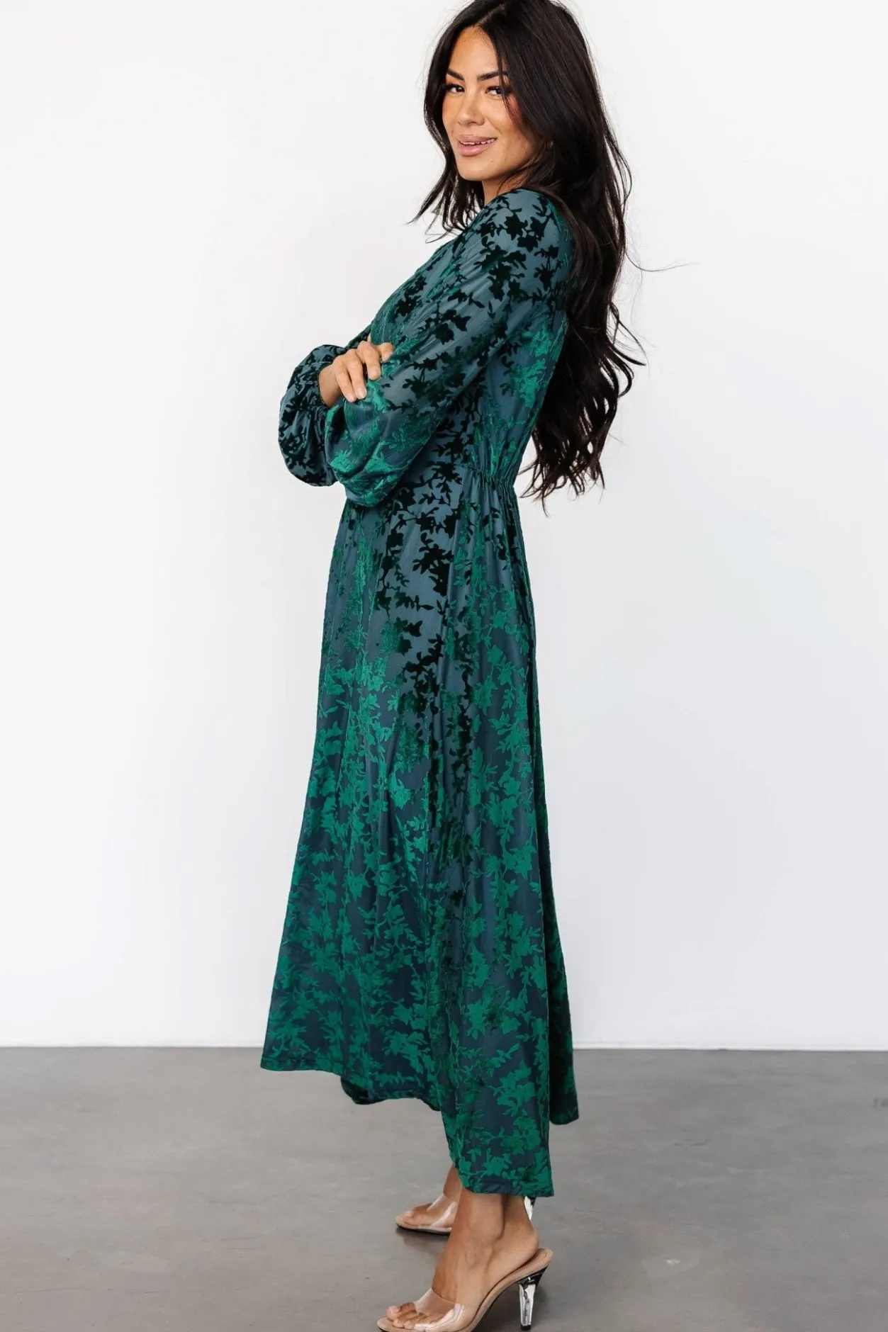 Fashion Baltic Born Thora Velvet Dress | Emerald Floral EmeraldFloral