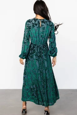 Fashion Baltic Born Thora Velvet Dress | Emerald Floral EmeraldFloral