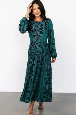 Fashion Baltic Born Thora Velvet Dress | Emerald Floral EmeraldFloral