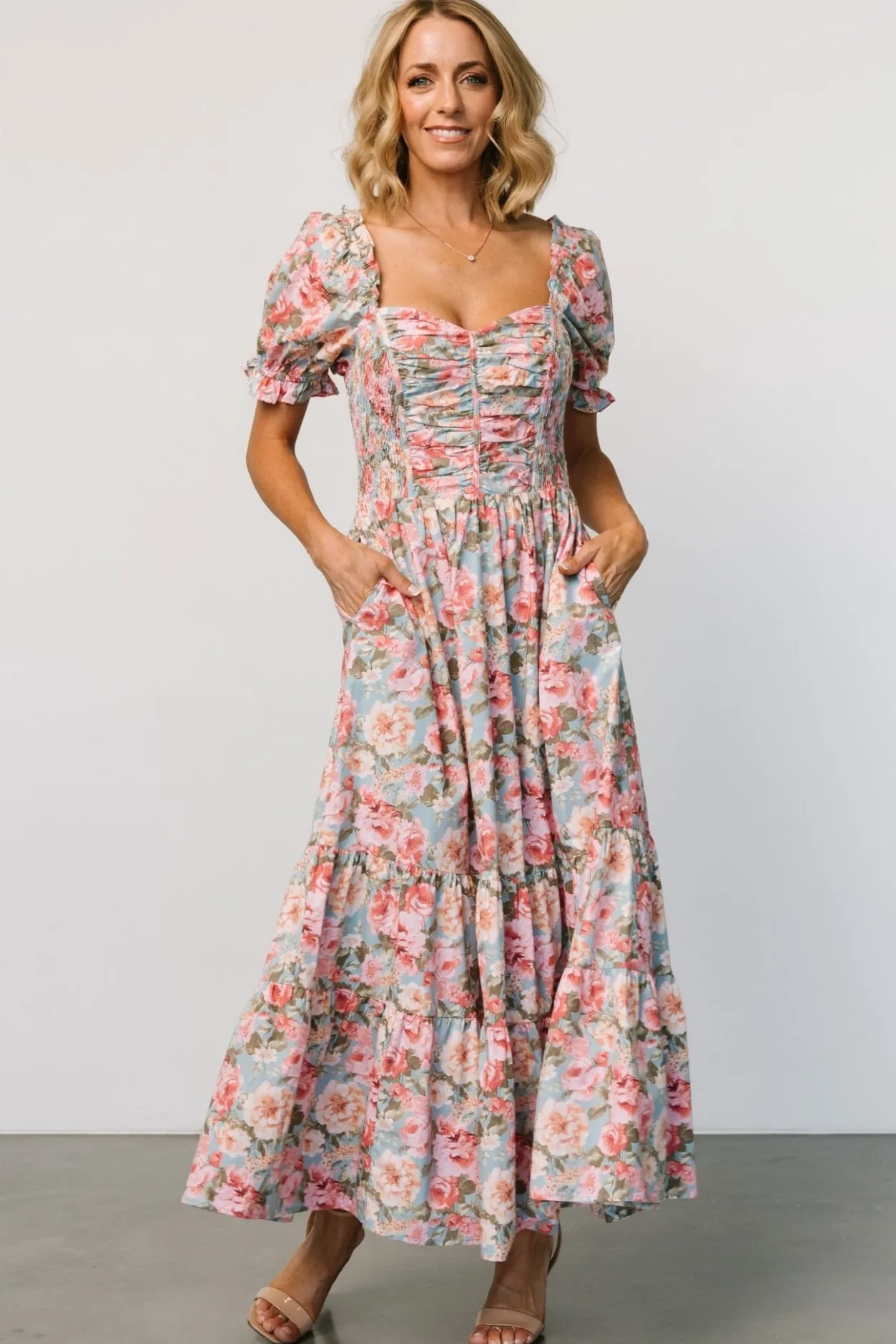Online Baltic Born Tiana Maxi Dress | Vintage Blue + Pink Floral VintageBlue+PinkFloral