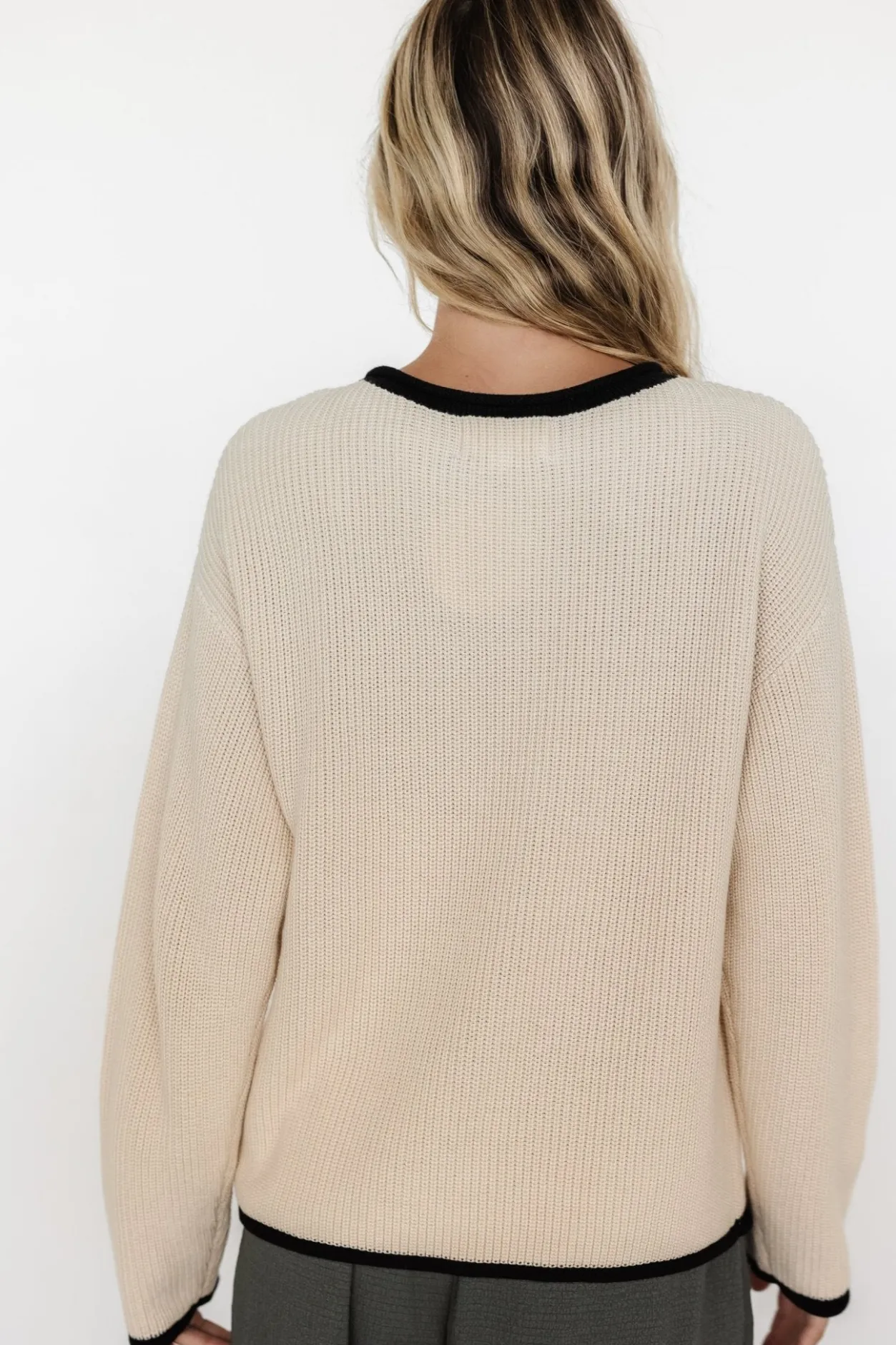 Fashion Baltic Born Tiffany Knit Sweater | Cream + Black Cream+Black