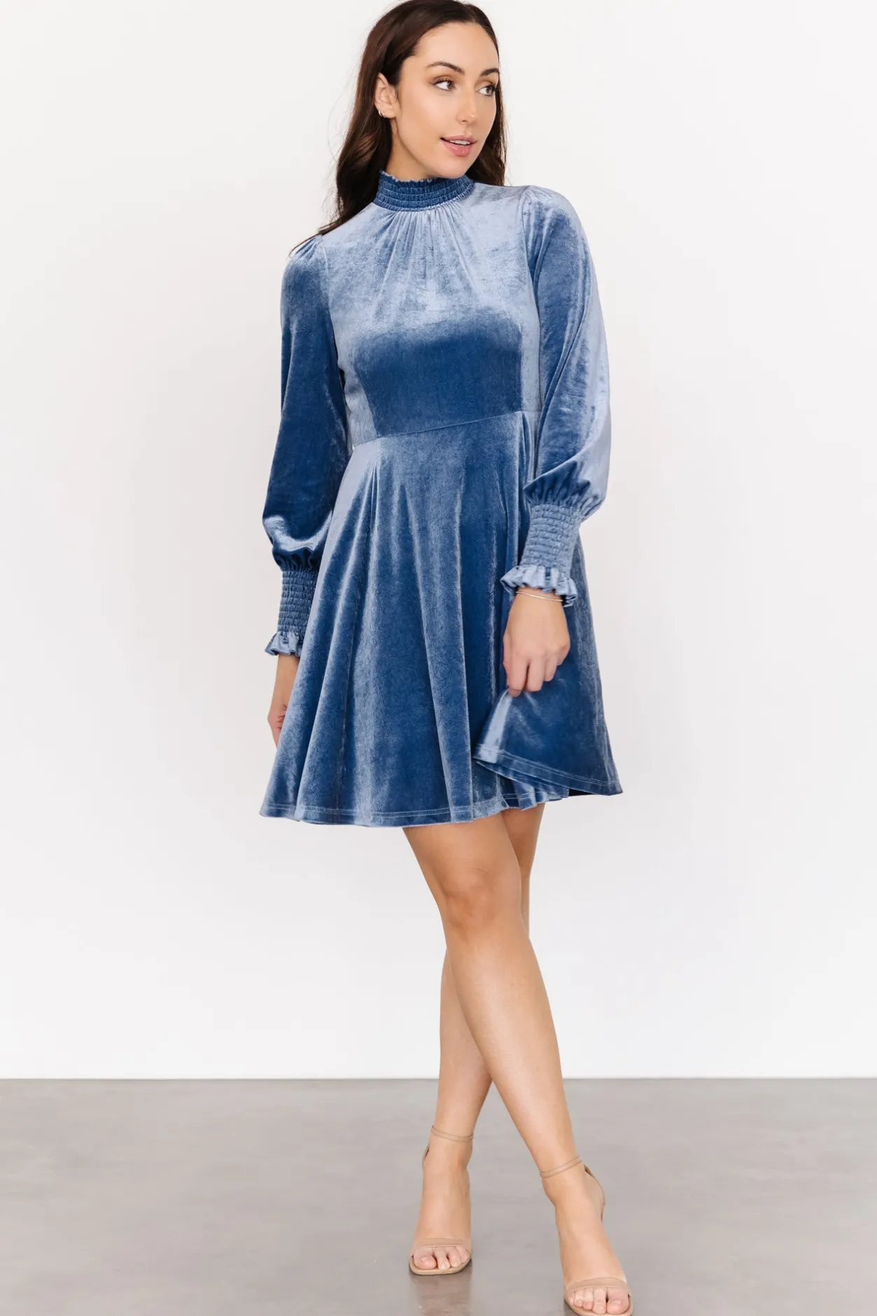 New Baltic Born Tina Velvet Short Dress | Blue