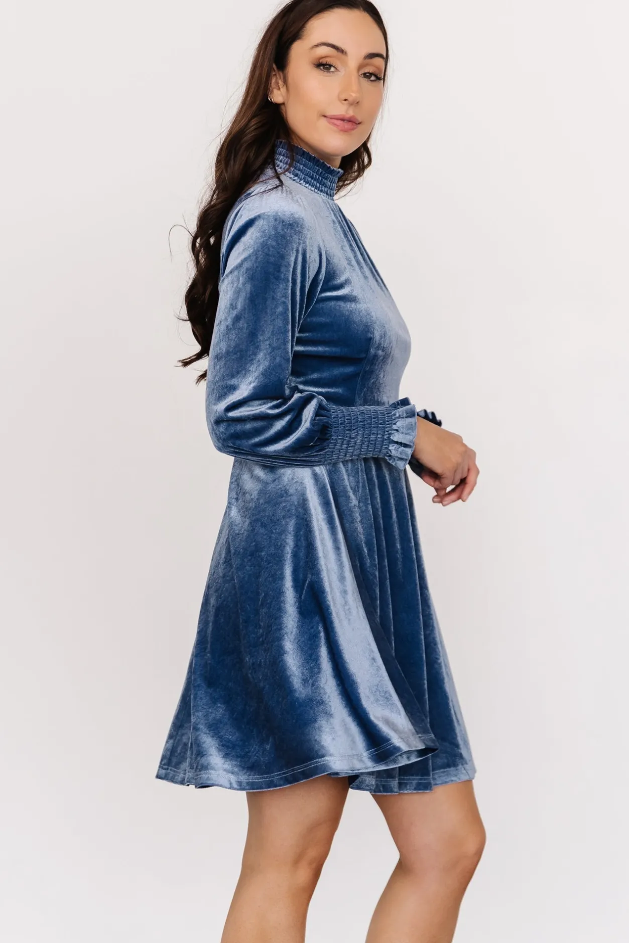 New Baltic Born Tina Velvet Short Dress | Blue