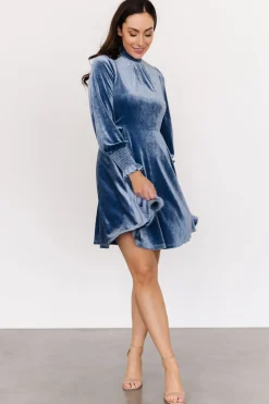 New Baltic Born Tina Velvet Short Dress | Blue