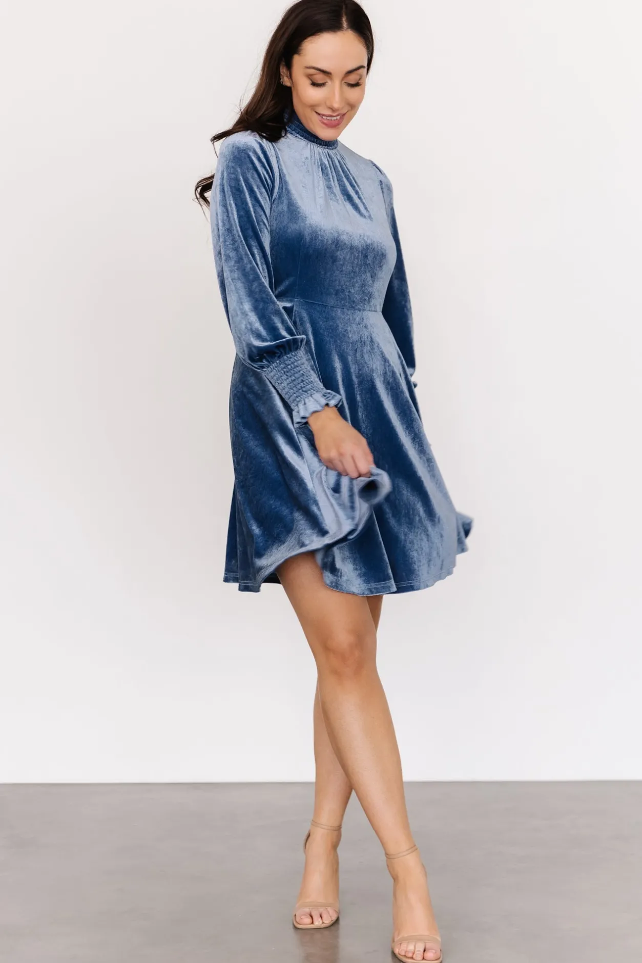 New Baltic Born Tina Velvet Short Dress | Blue