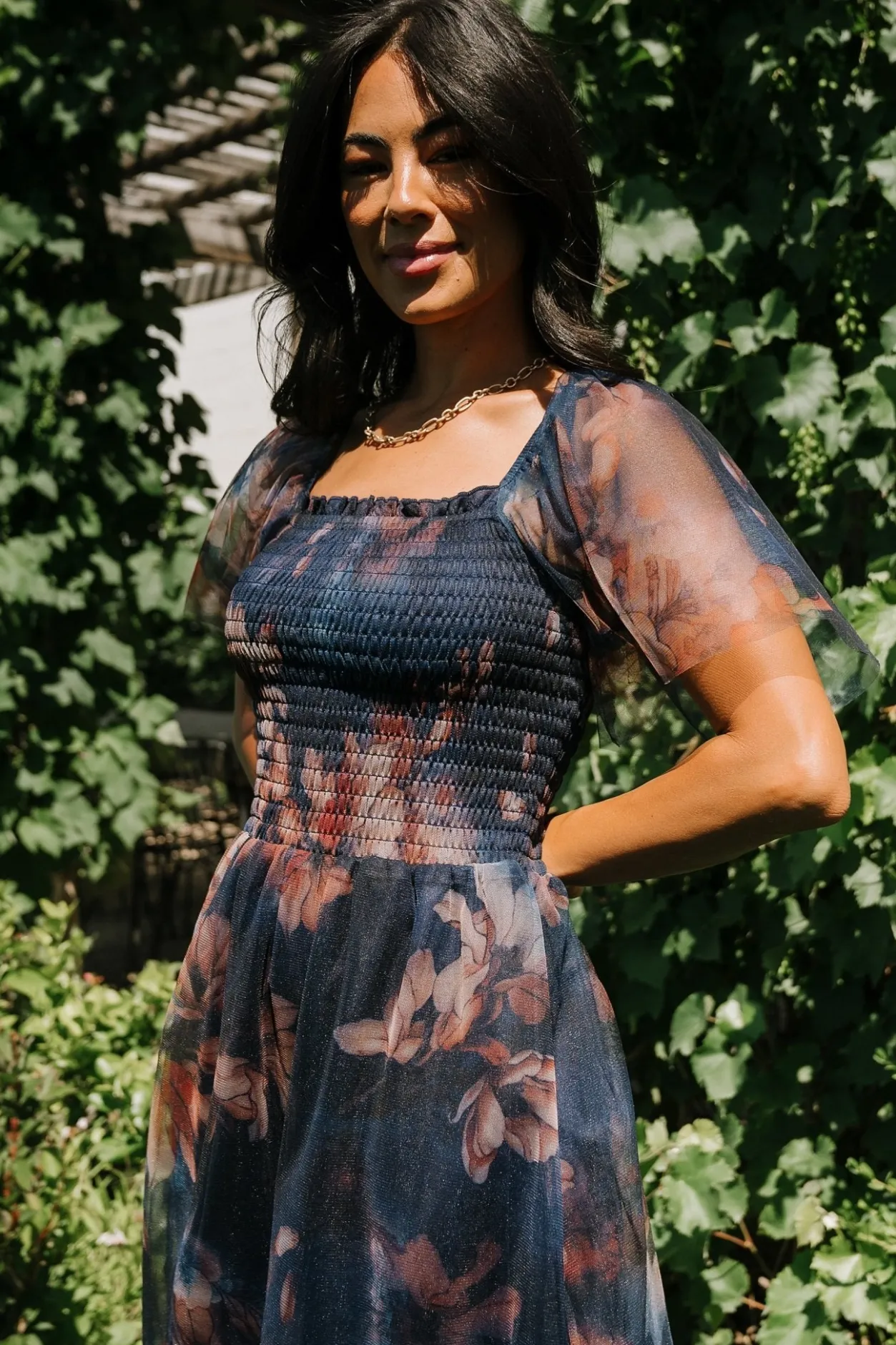 Best Baltic Born Tivoli Tulle Short Dress | Dark Blue Floral DarkBlueFloral