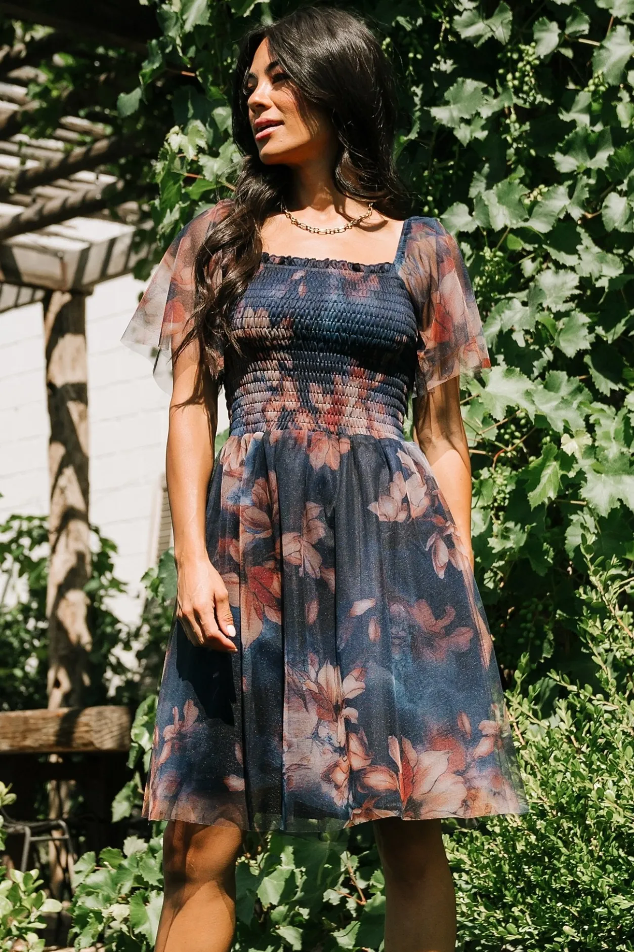 Best Baltic Born Tivoli Tulle Short Dress | Dark Blue Floral DarkBlueFloral