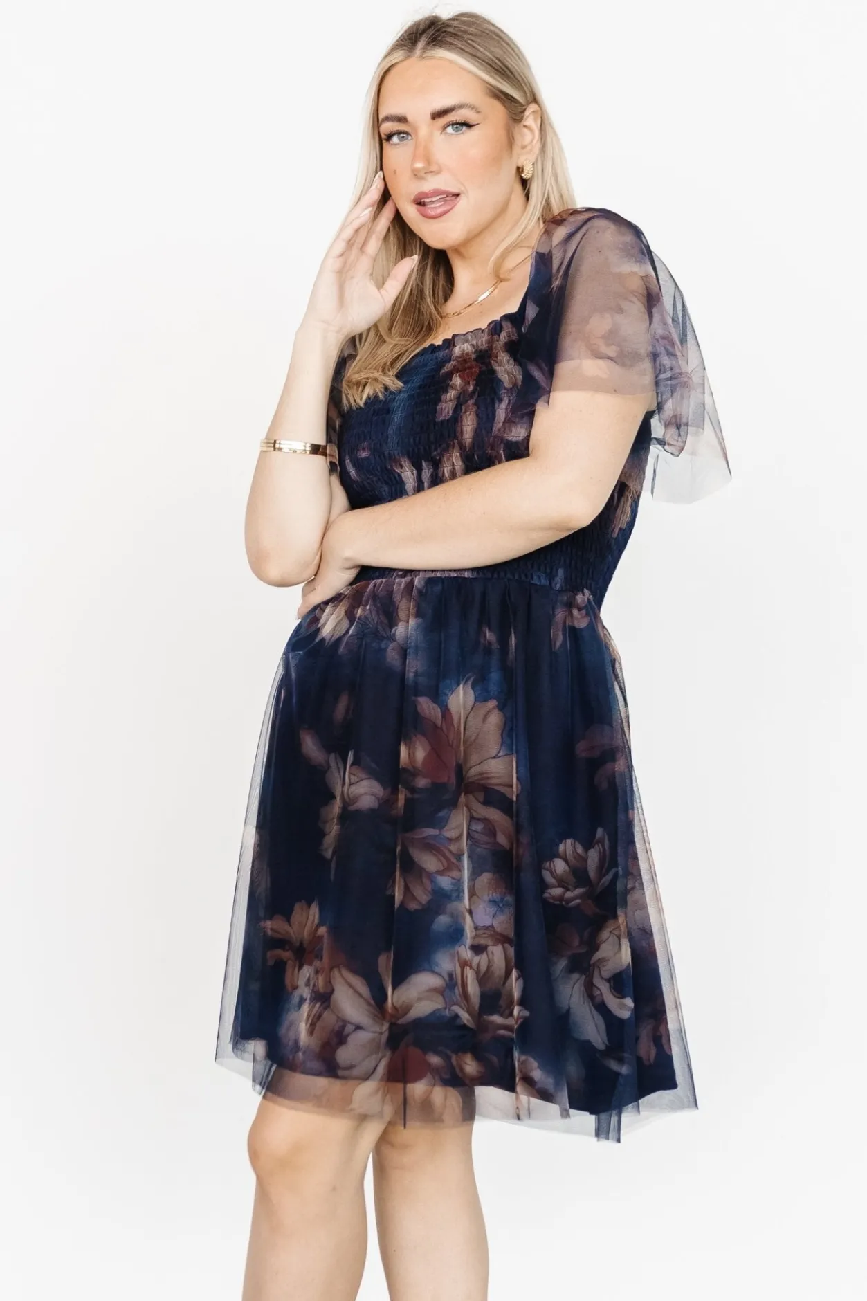 Best Baltic Born Tivoli Tulle Short Dress | Dark Blue Floral DarkBlueFloral