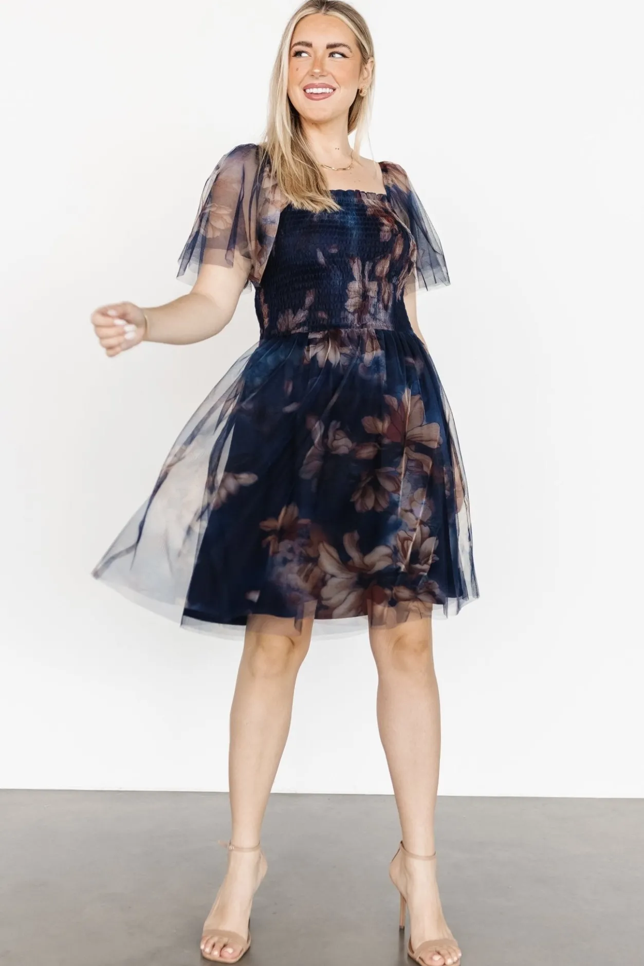 Best Baltic Born Tivoli Tulle Short Dress | Dark Blue Floral DarkBlueFloral