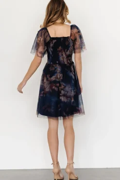 Best Baltic Born Tivoli Tulle Short Dress | Dark Blue Floral DarkBlueFloral
