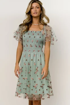 Discount Baltic Born Tivoli Tulle Short Dress | Sage + Pink Sage+Pink