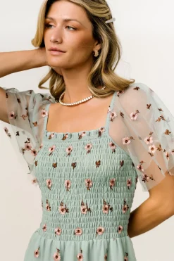 Discount Baltic Born Tivoli Tulle Short Dress | Sage + Pink Sage+Pink
