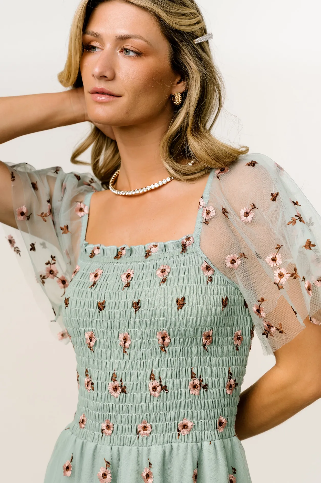 Discount Baltic Born Tivoli Tulle Short Dress | Sage + Pink Sage+Pink