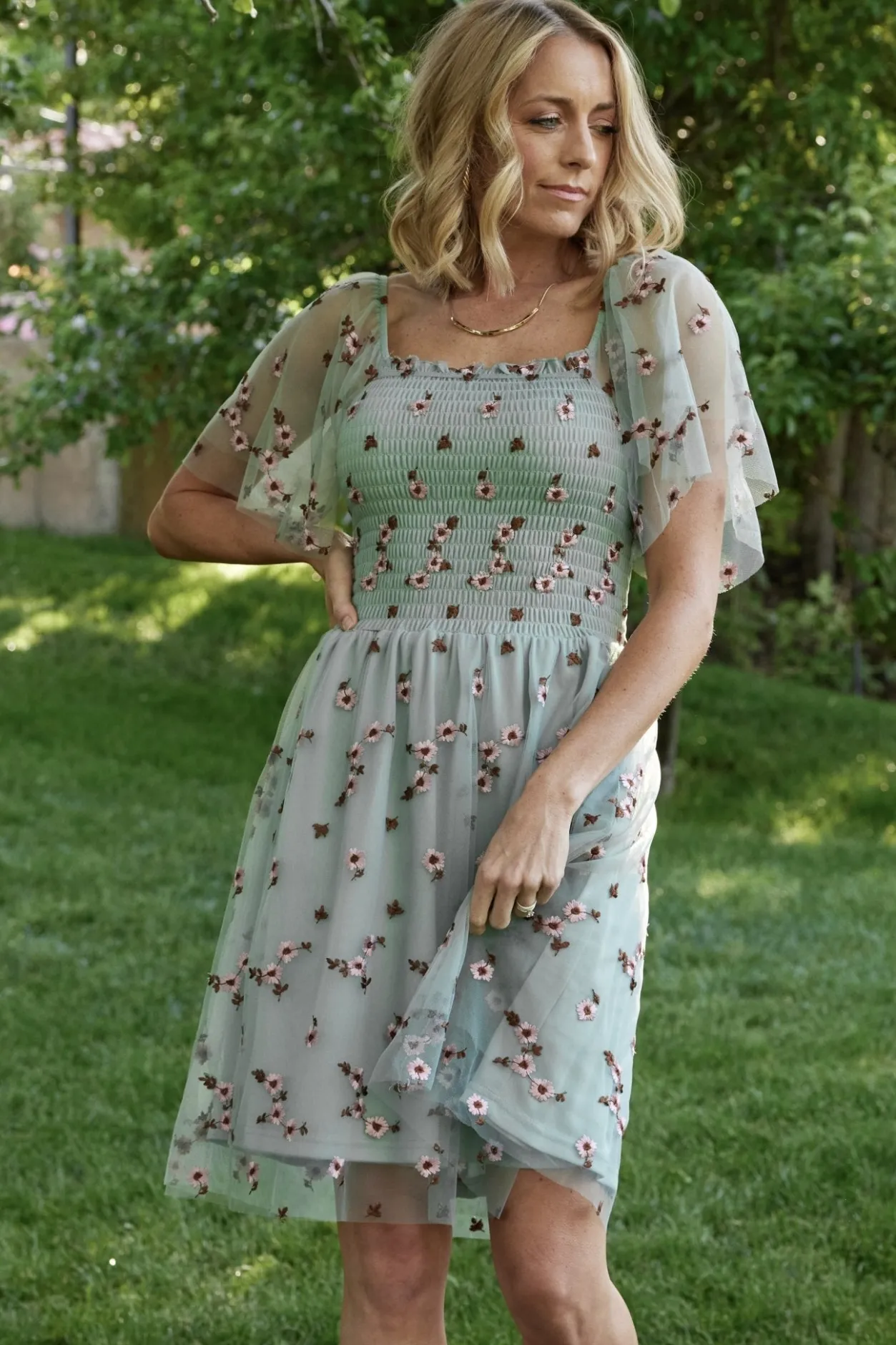 Discount Baltic Born Tivoli Tulle Short Dress | Sage + Pink Sage+Pink