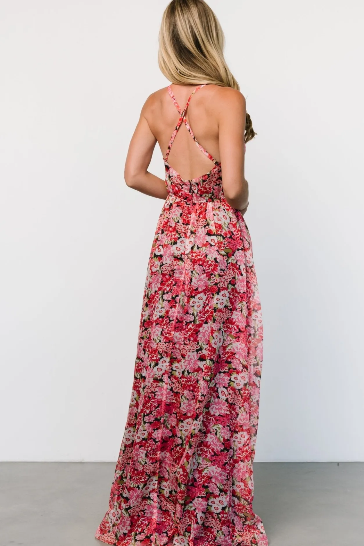 Fashion Baltic Born Tora Cross Back Maxi Dress | Black + Red Floral Black+RedFloral