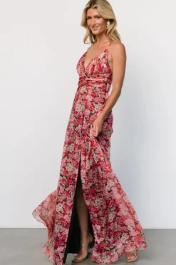 Fashion Baltic Born Tora Cross Back Maxi Dress | Black + Red Floral Black+RedFloral