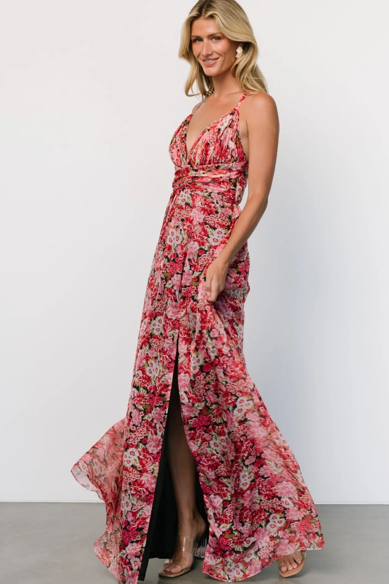 Fashion Baltic Born Tora Cross Back Maxi Dress | Black + Red Floral Black+RedFloral