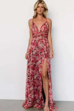 Fashion Baltic Born Tora Cross Back Maxi Dress | Black + Red Floral Black+RedFloral